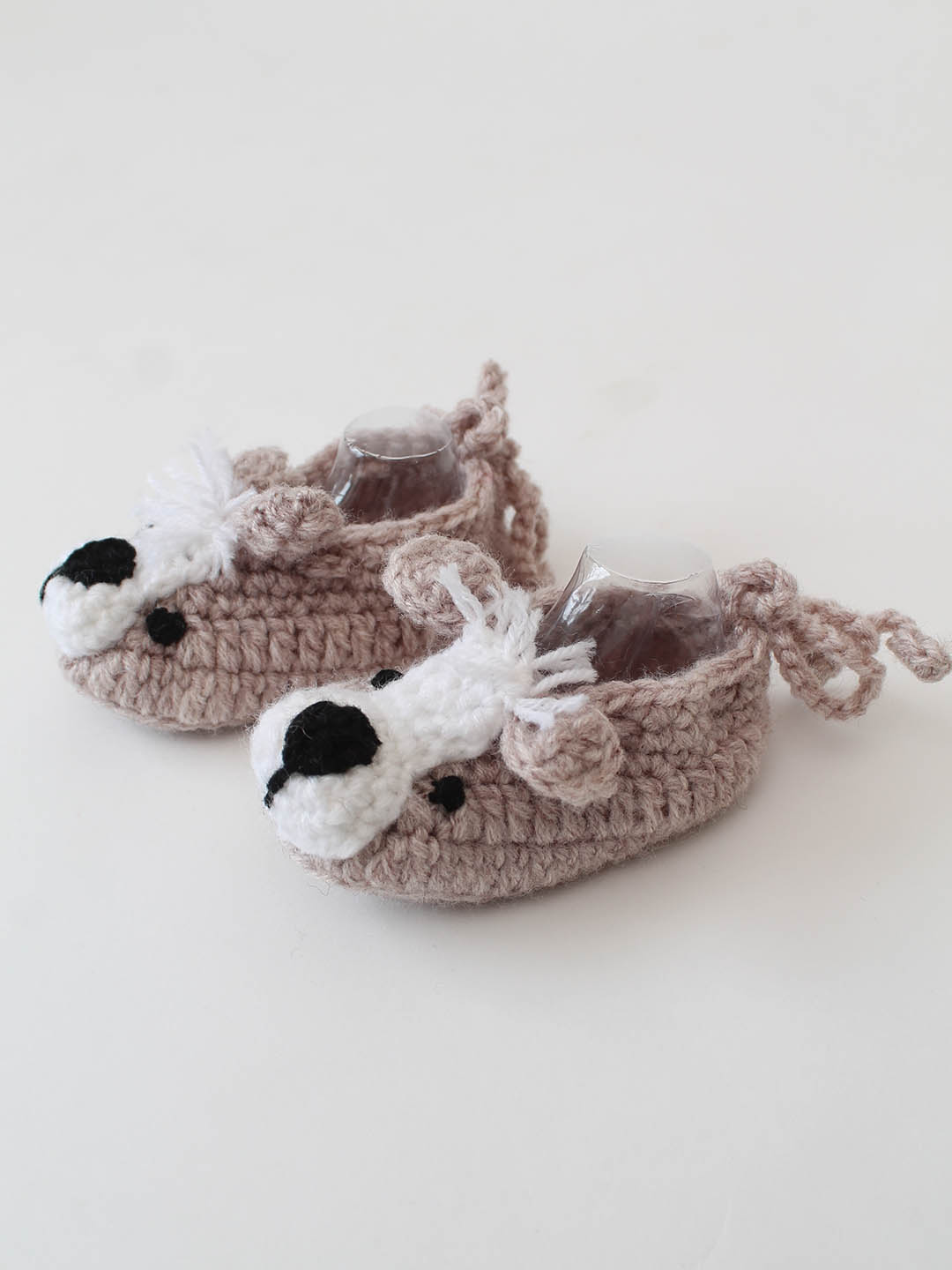 Woonie Crochet Puppy Design Booties- Beige
