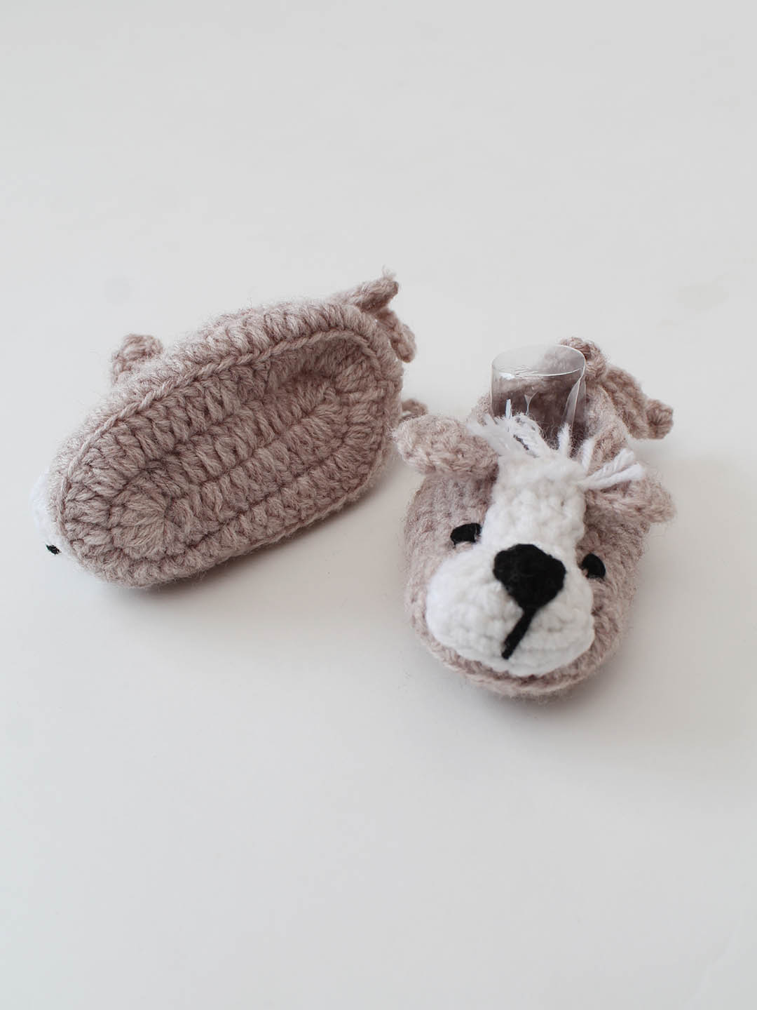 Woonie Crochet Puppy Design Booties- Beige