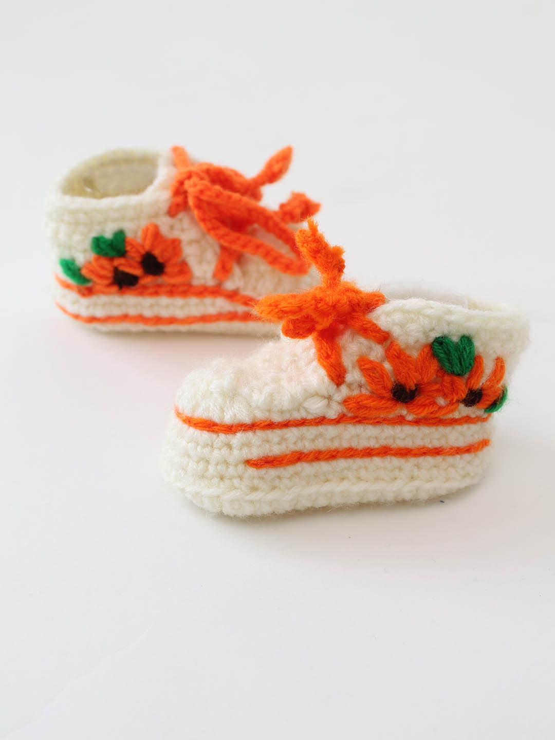 Woonie Crochet Embroidered Boots- Cream