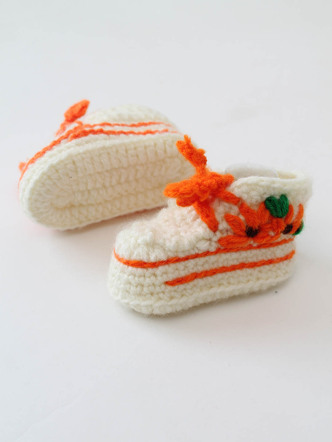 Woonie Crochet Embroidered Boots- Cream