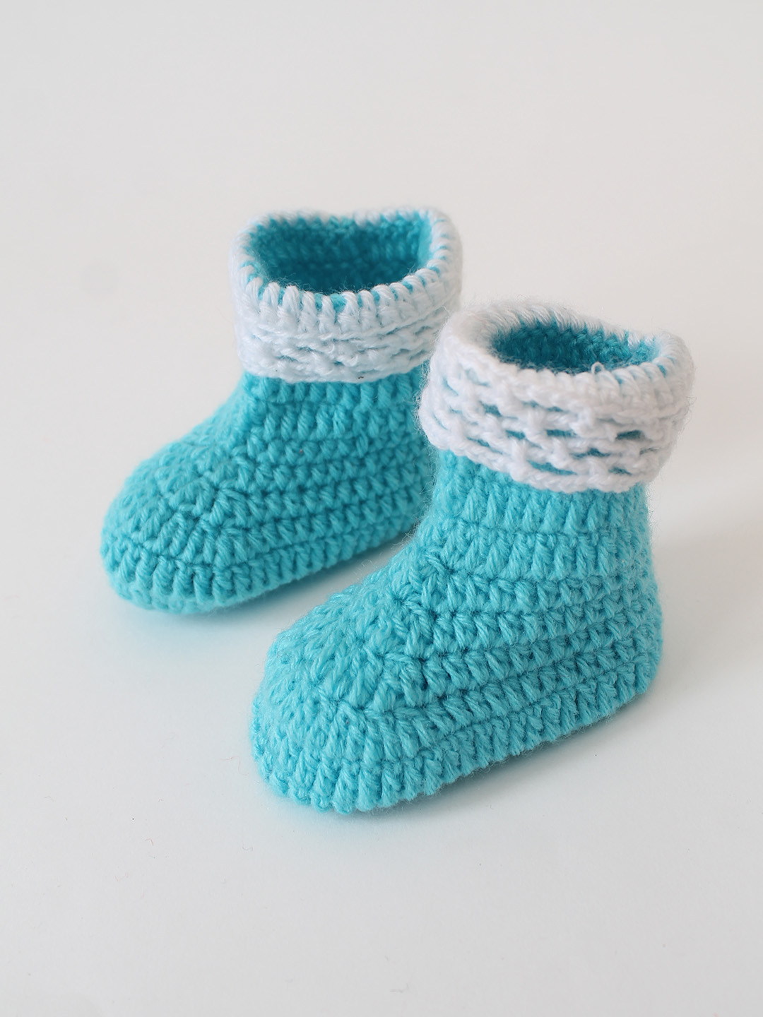 Woonie Crochet Handmade Bow Booties - Blue
