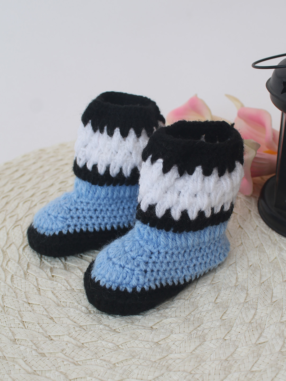 Woonie Crochet Handmade Boots - Blue