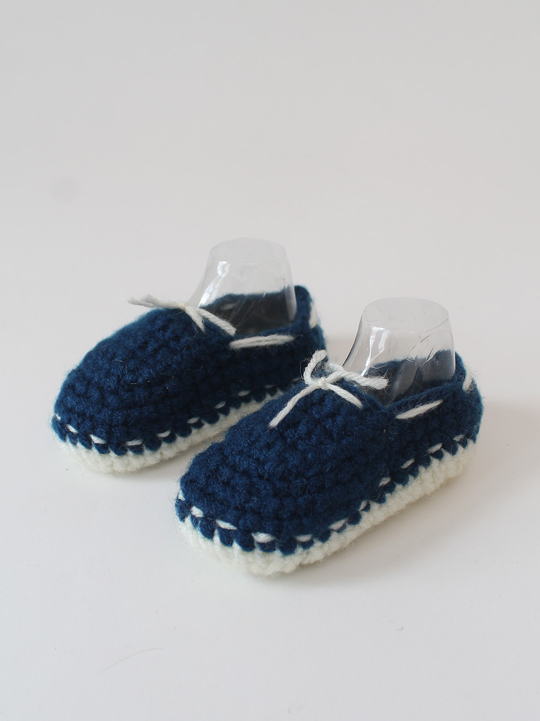 Woonie Crochet Handmade Loafer Style Booties - Blue