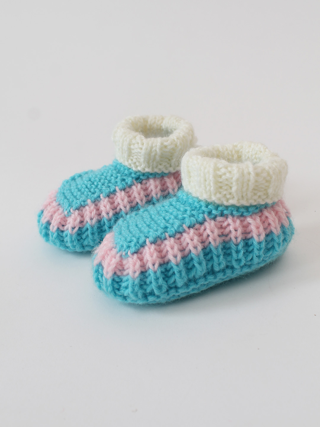 Woonie Handknitted Booties - Blue
