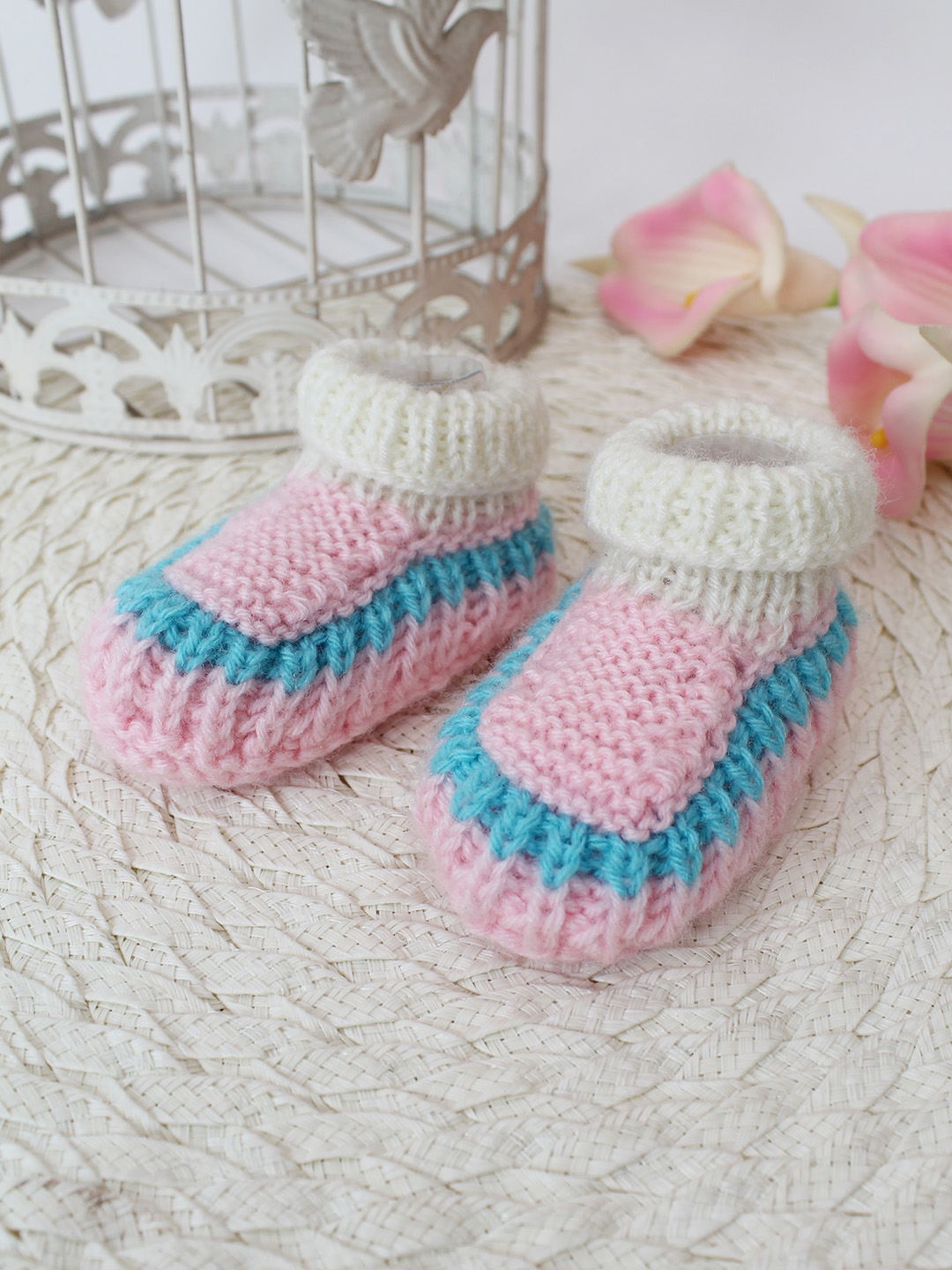 Woonie Handknitted Booties - Pink