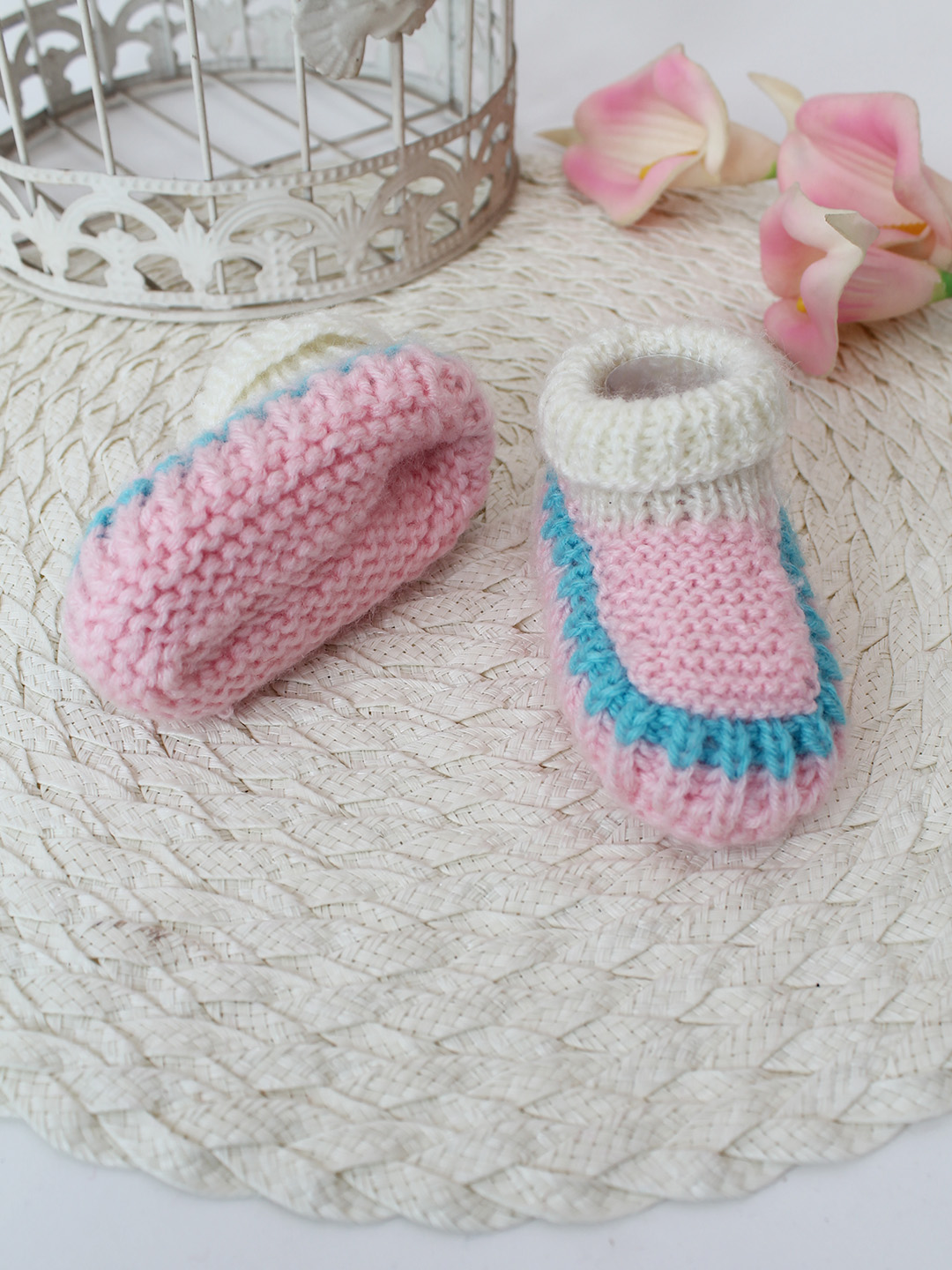 Woonie Handknitted Booties - Pink