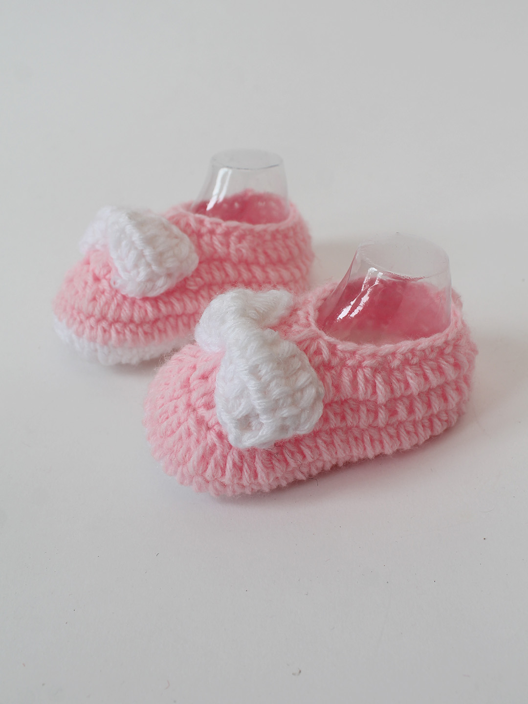 Woonie Crochet Handmade Bow Booties - Pink