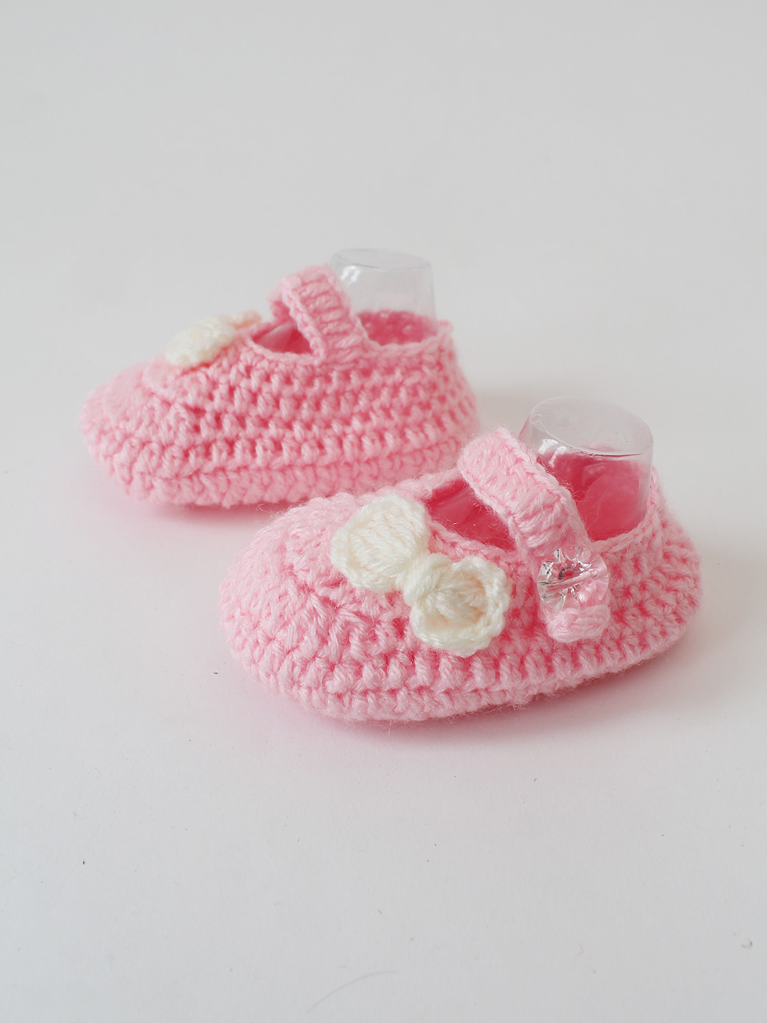 Woonie Crochet Handmade Bow Booties - Pink