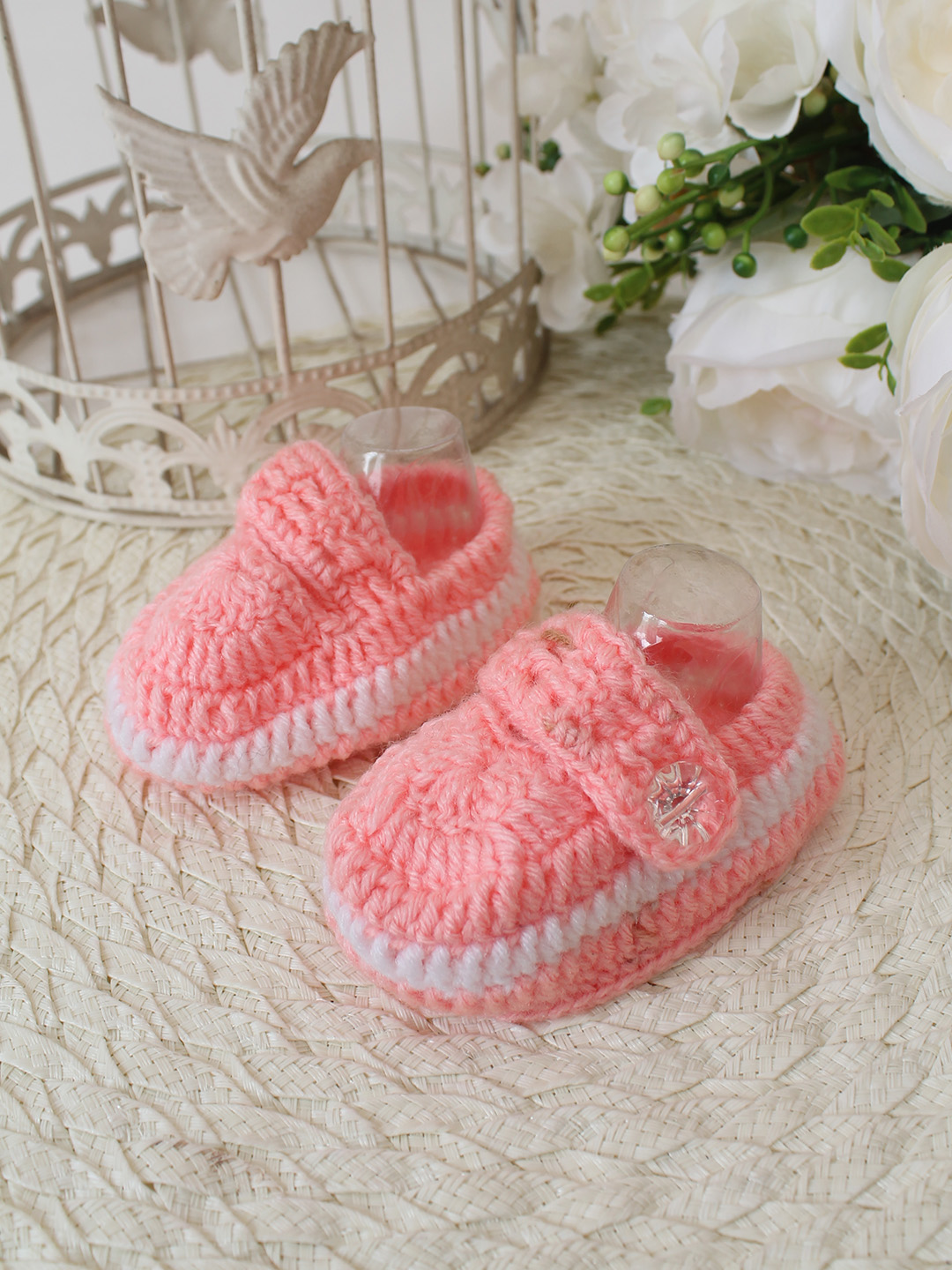 Woonie Crochet Handmade Strap Booties - Peach