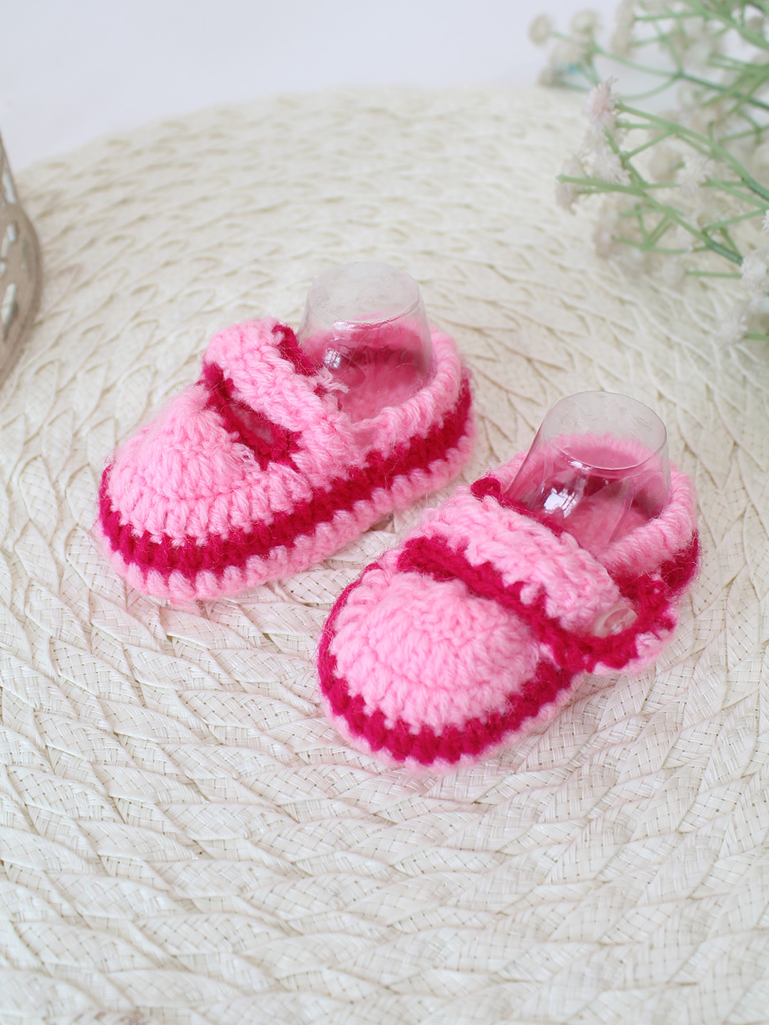 Woonie Crochet Handmade Strap Booties - Pink