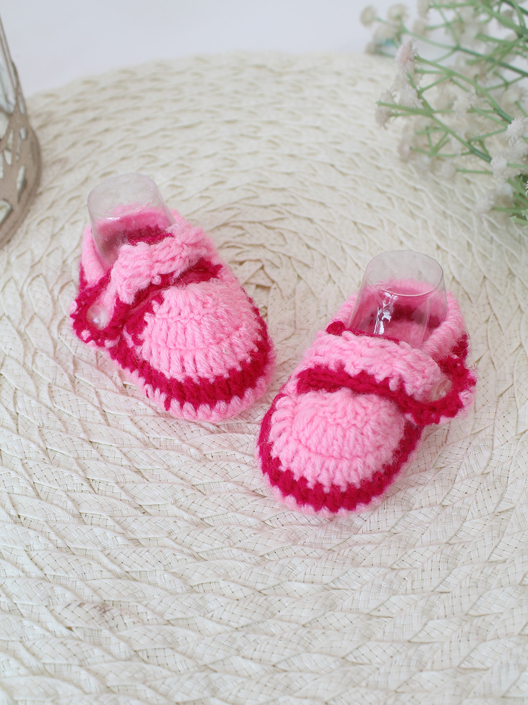 Woonie Crochet Handmade Strap Booties - Pink