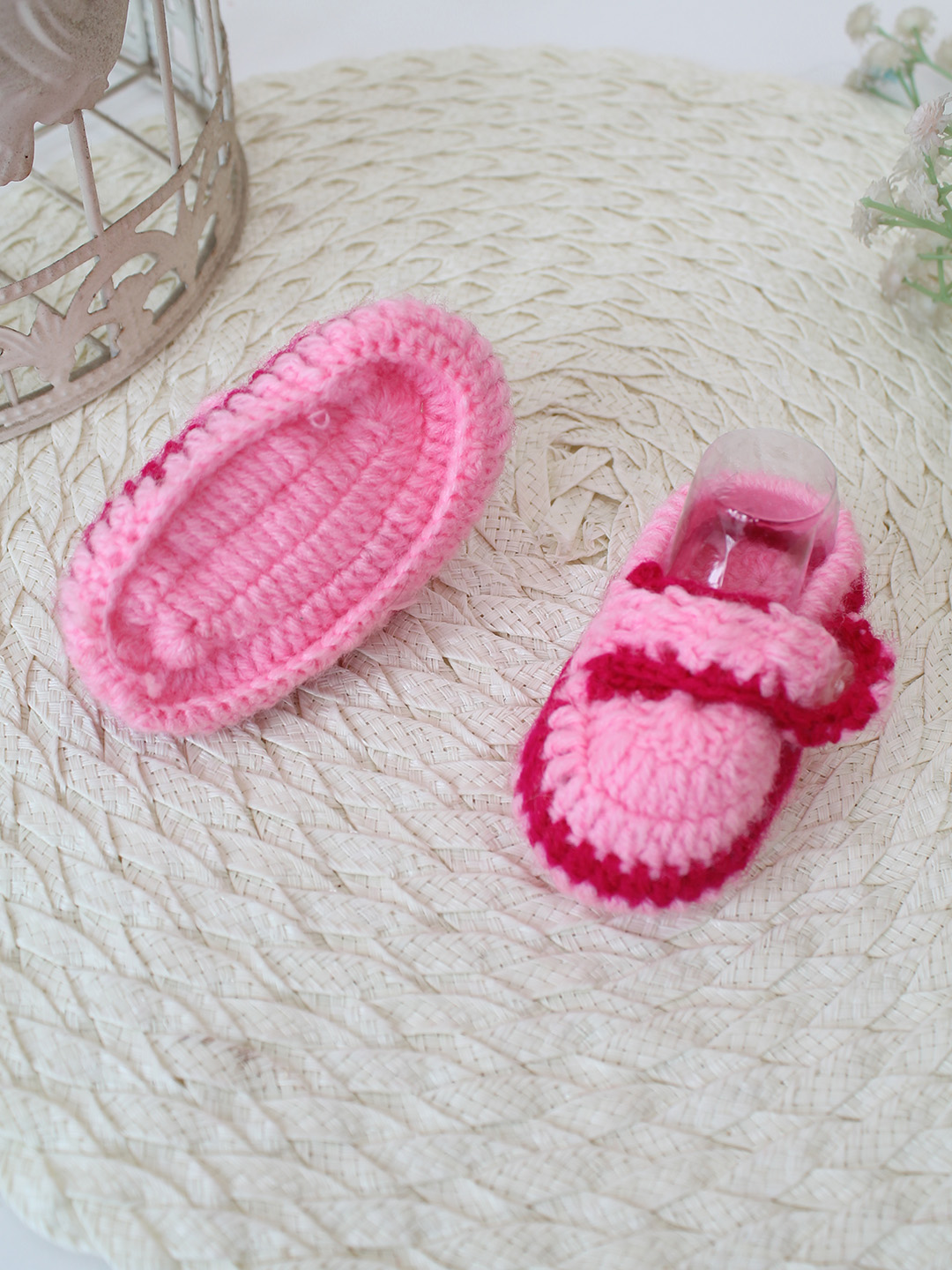 Woonie Crochet Handmade Strap Booties - Pink