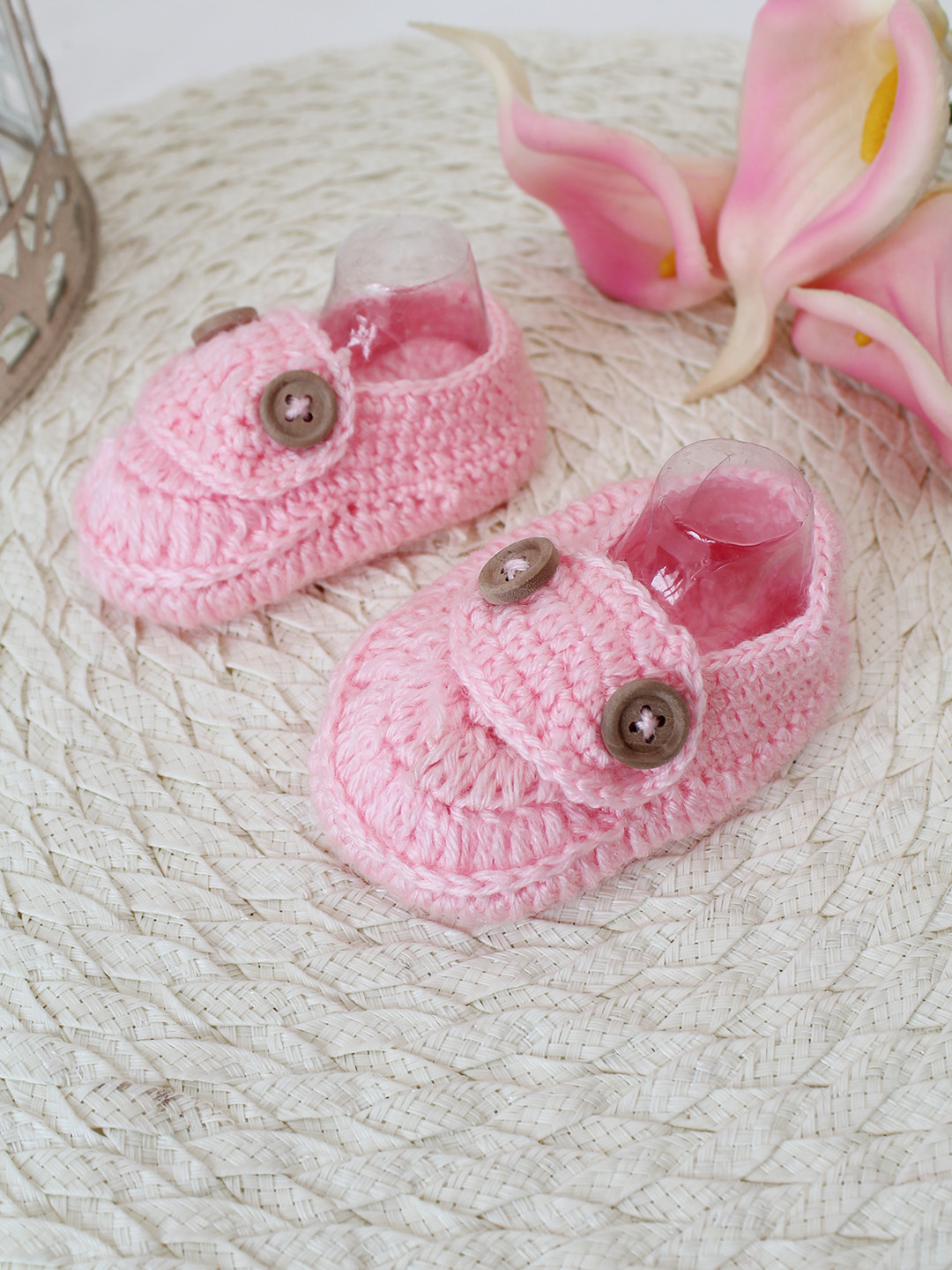 Woonie Crochet Handmade Baby Booties - Pink