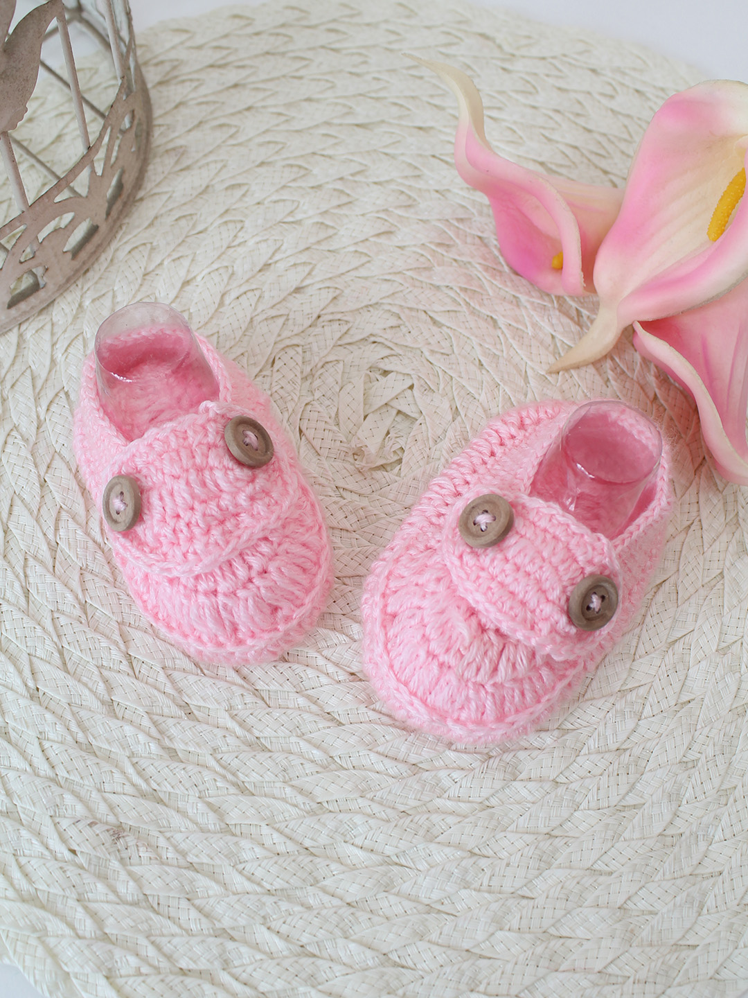 Woonie Crochet Handmade Baby Booties - Pink