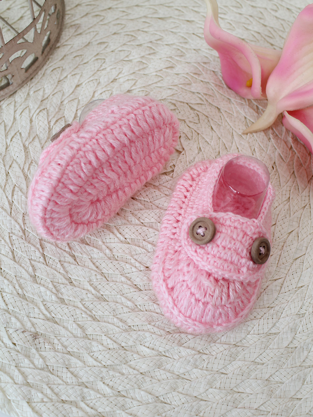 Woonie Crochet Handmade Baby Booties - Pink