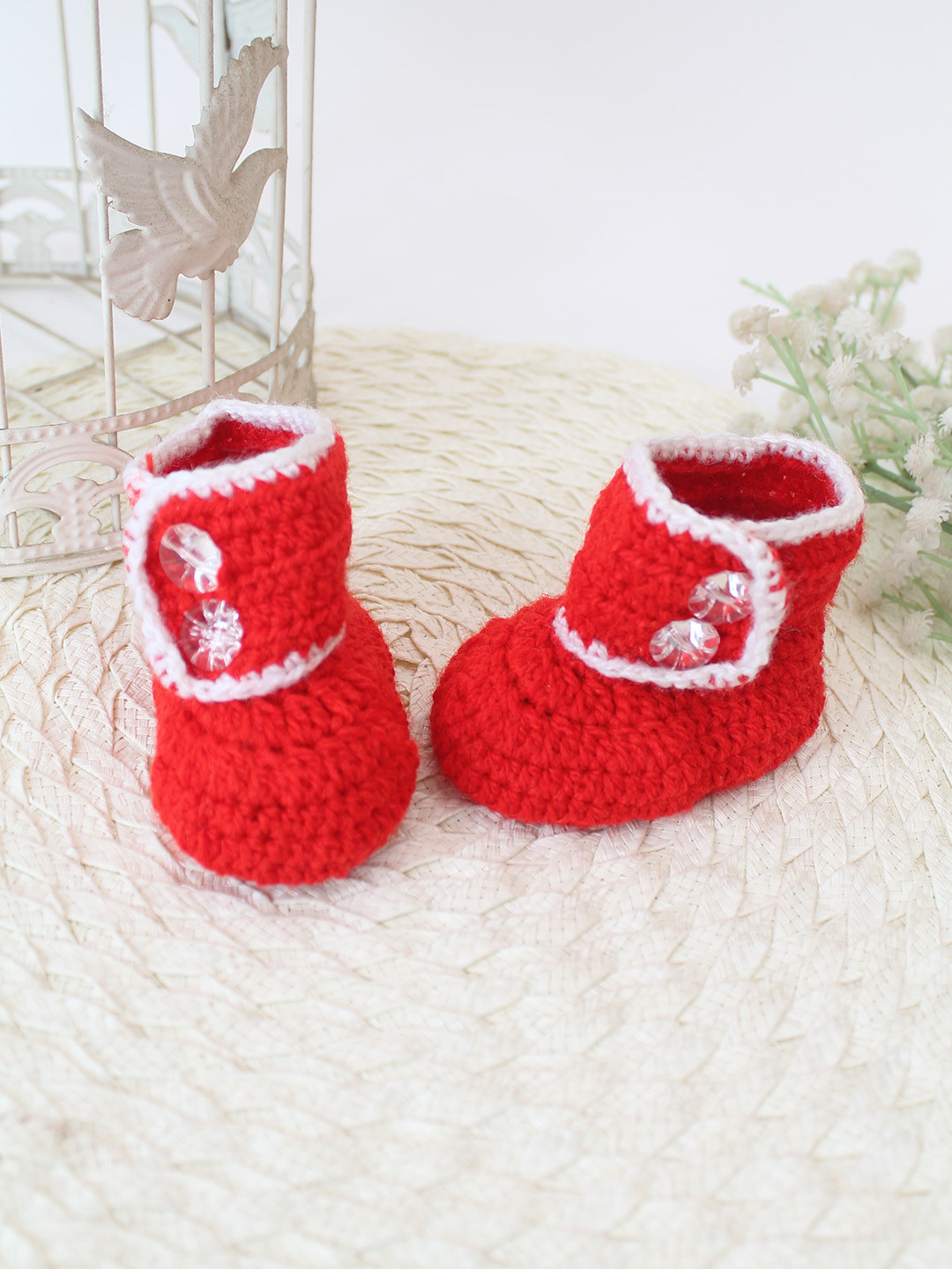 Woonie Crochet Handmade Boots - Red