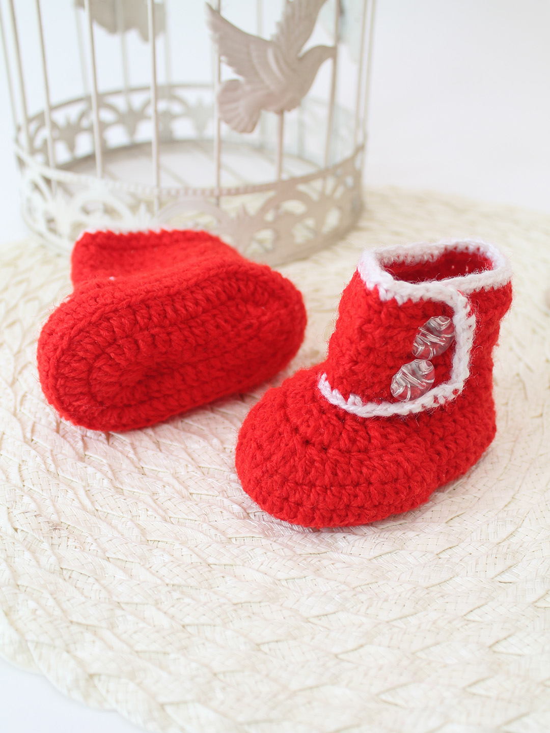 Woonie Crochet Handmade Boots - Red