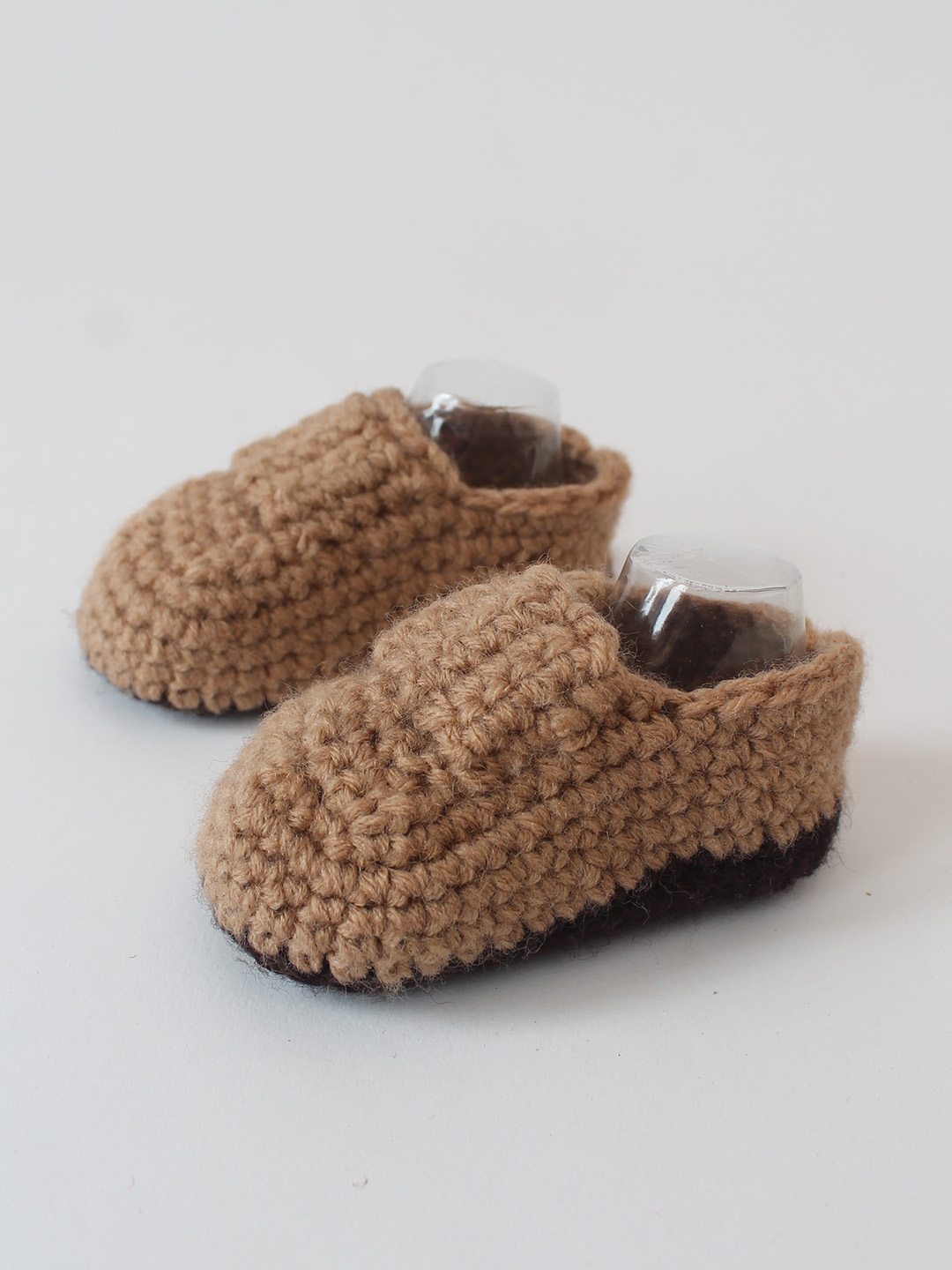 Woonie Crochet Handmade Loafer Style Booties - Brown