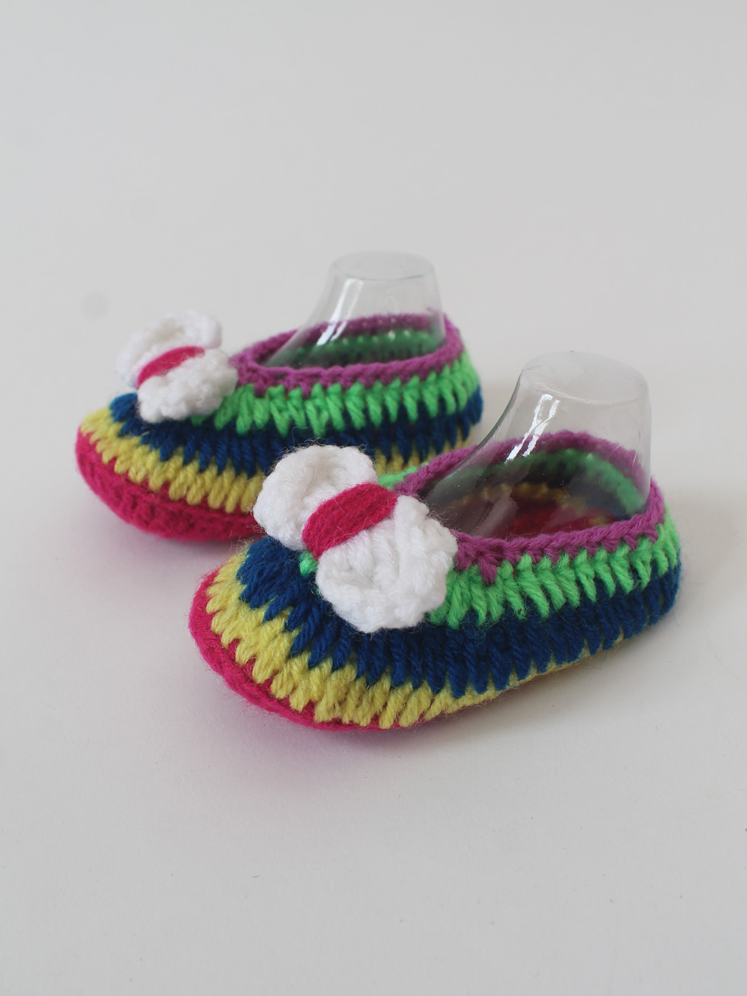 Woonie Crochet Handmade Bow Booties - Multi