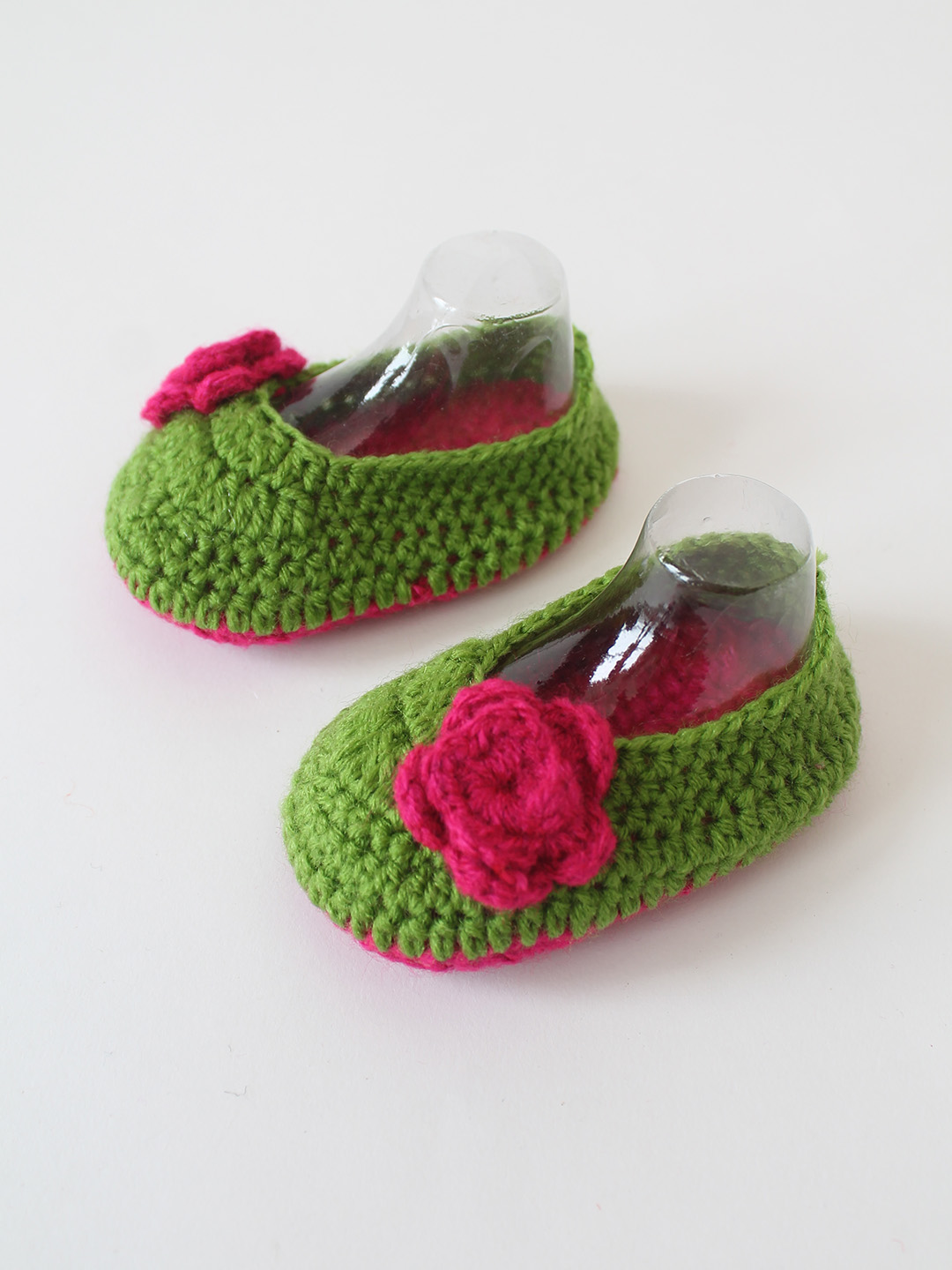 Woonie Crochet Handmade Floral Booties - Green