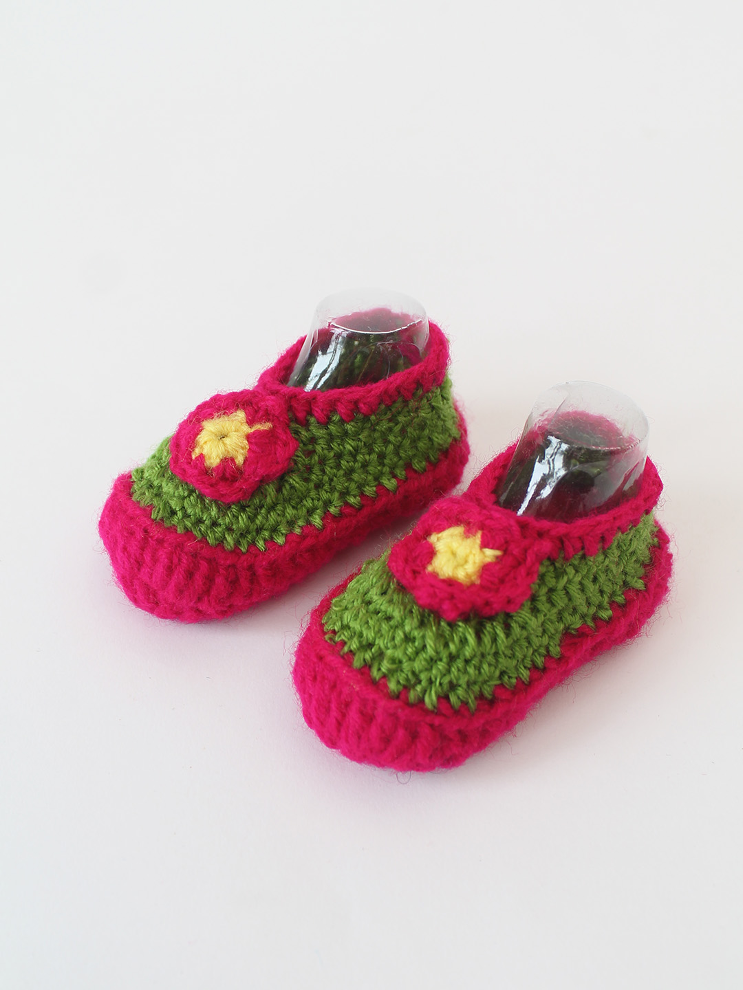 Woonie Crochet Handmade Floral Booties - Green
