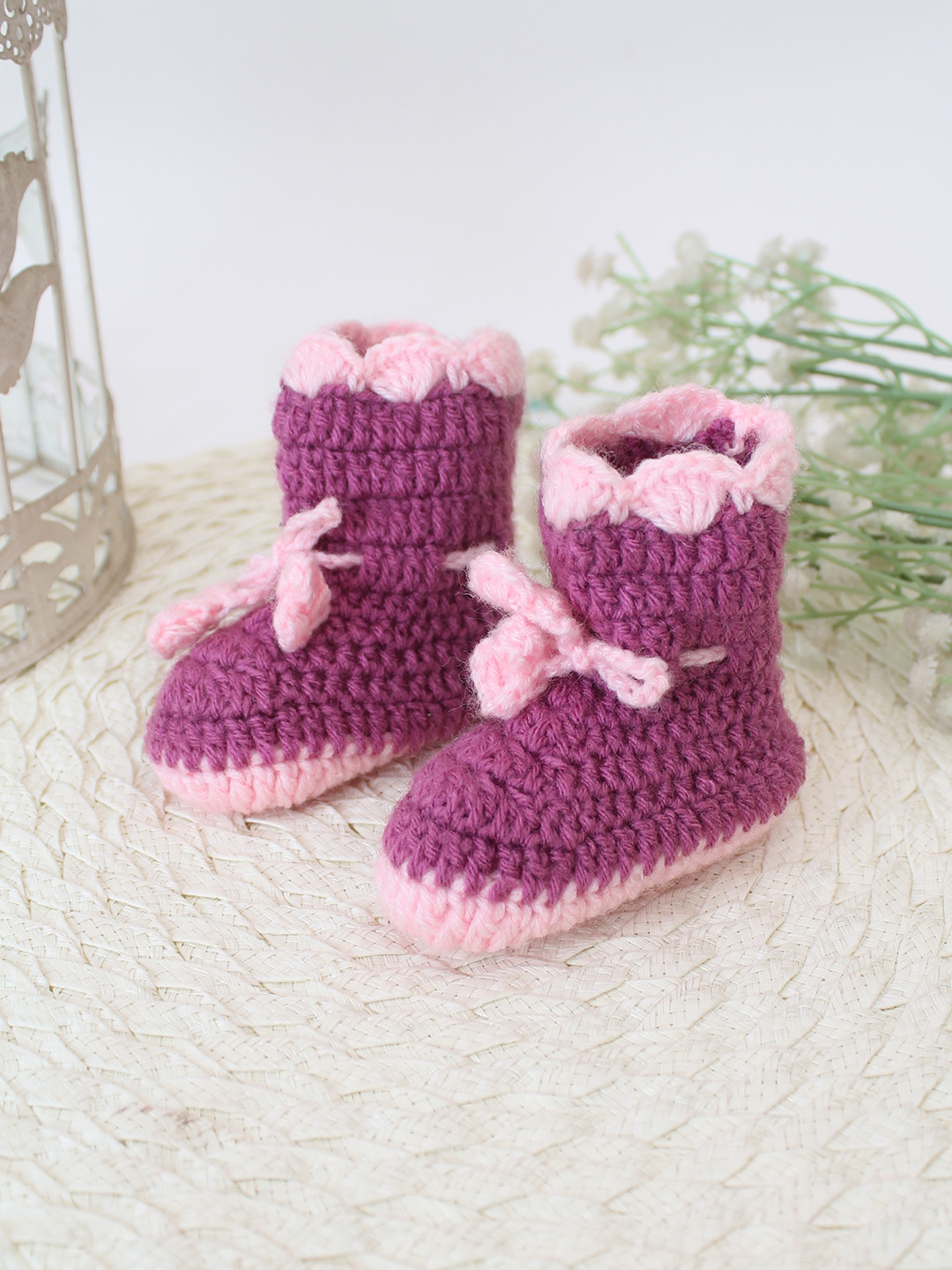 Woonie Crochet Handmade Boots - Purple
