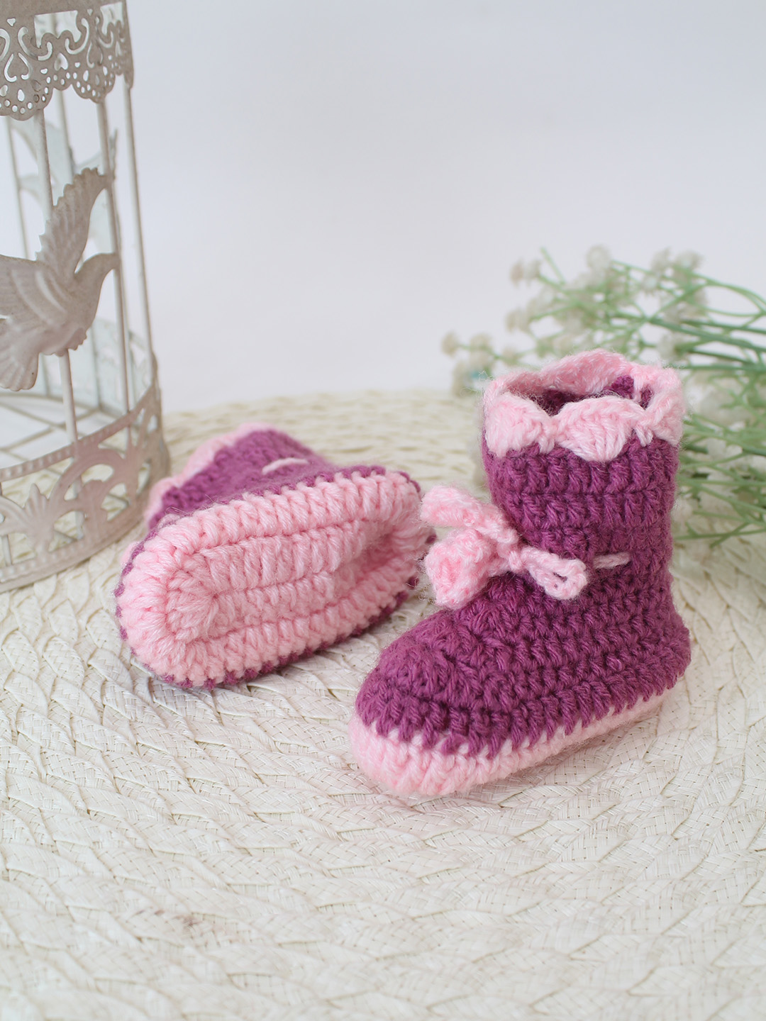 Woonie Crochet Handmade Boots - Purple