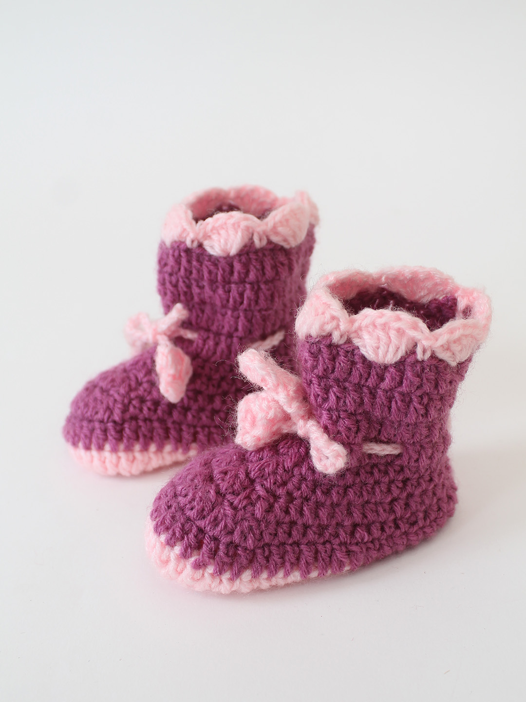 Woonie Crochet Handmade Boots - Purple