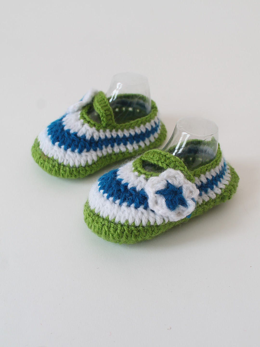 Woonie Crochet Handmade Floral Booties - Green