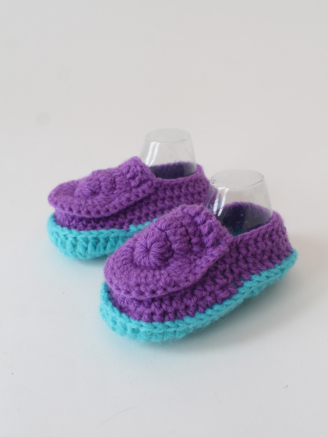 Woonie Crochet Handmade Loafer Style Booties - Purple