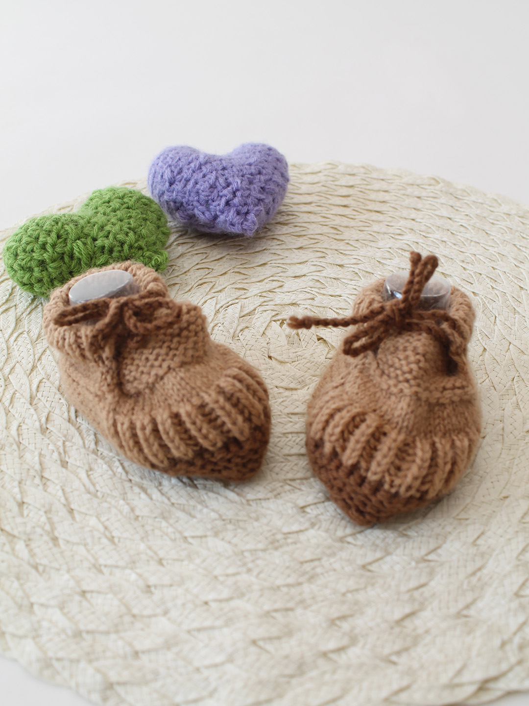 Woonie Handknitted Baby Booties - Brown