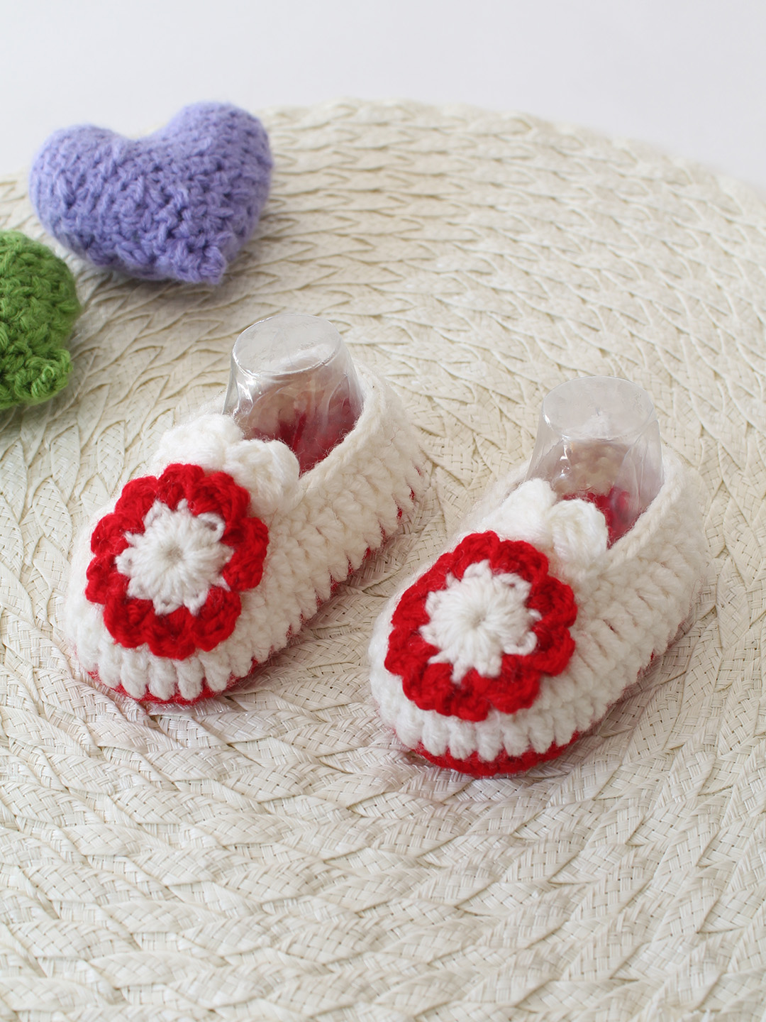 Woonie Handmade Floral Booties - White