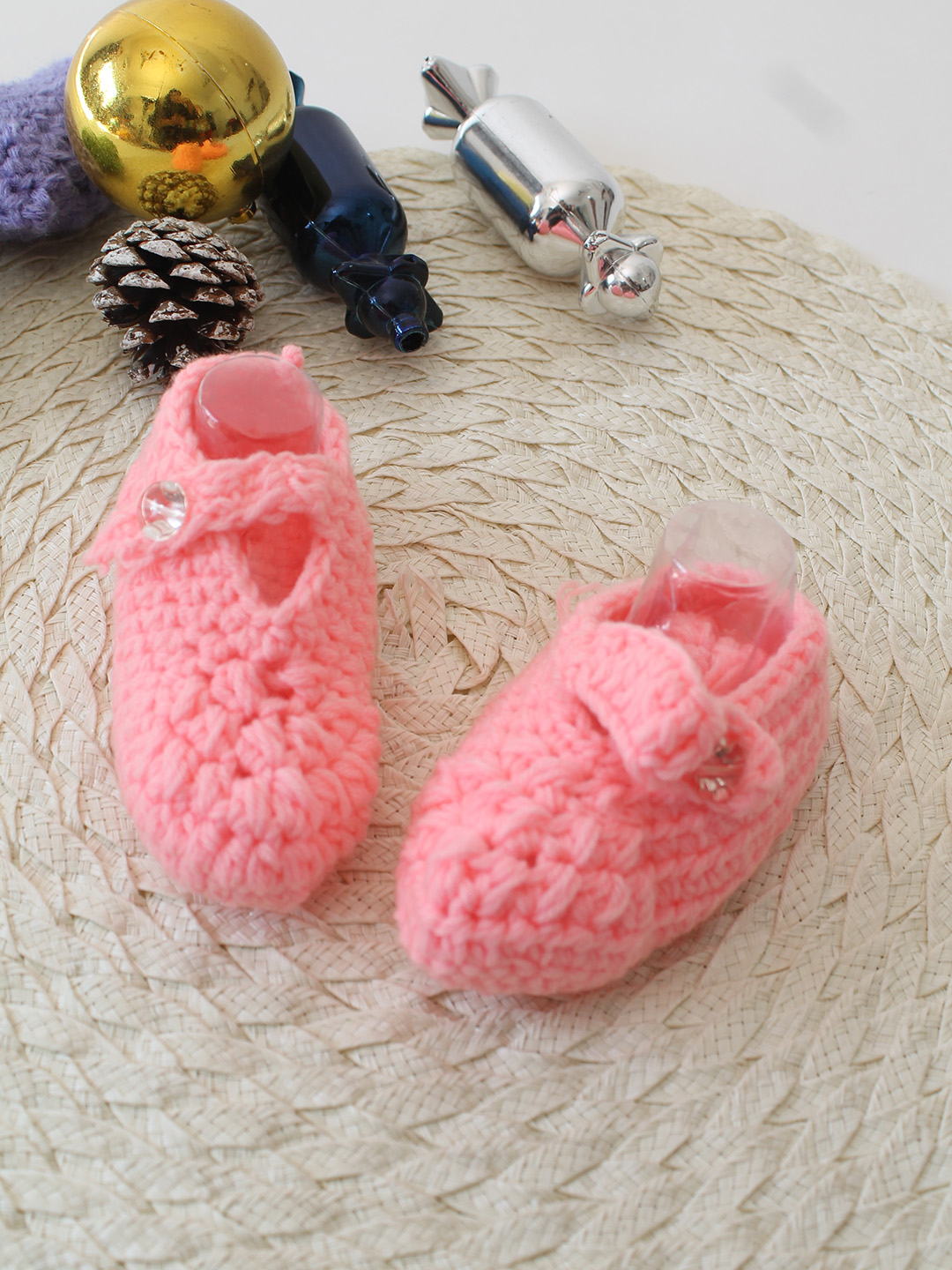 Woonie Handmade Strap Booties - Peach