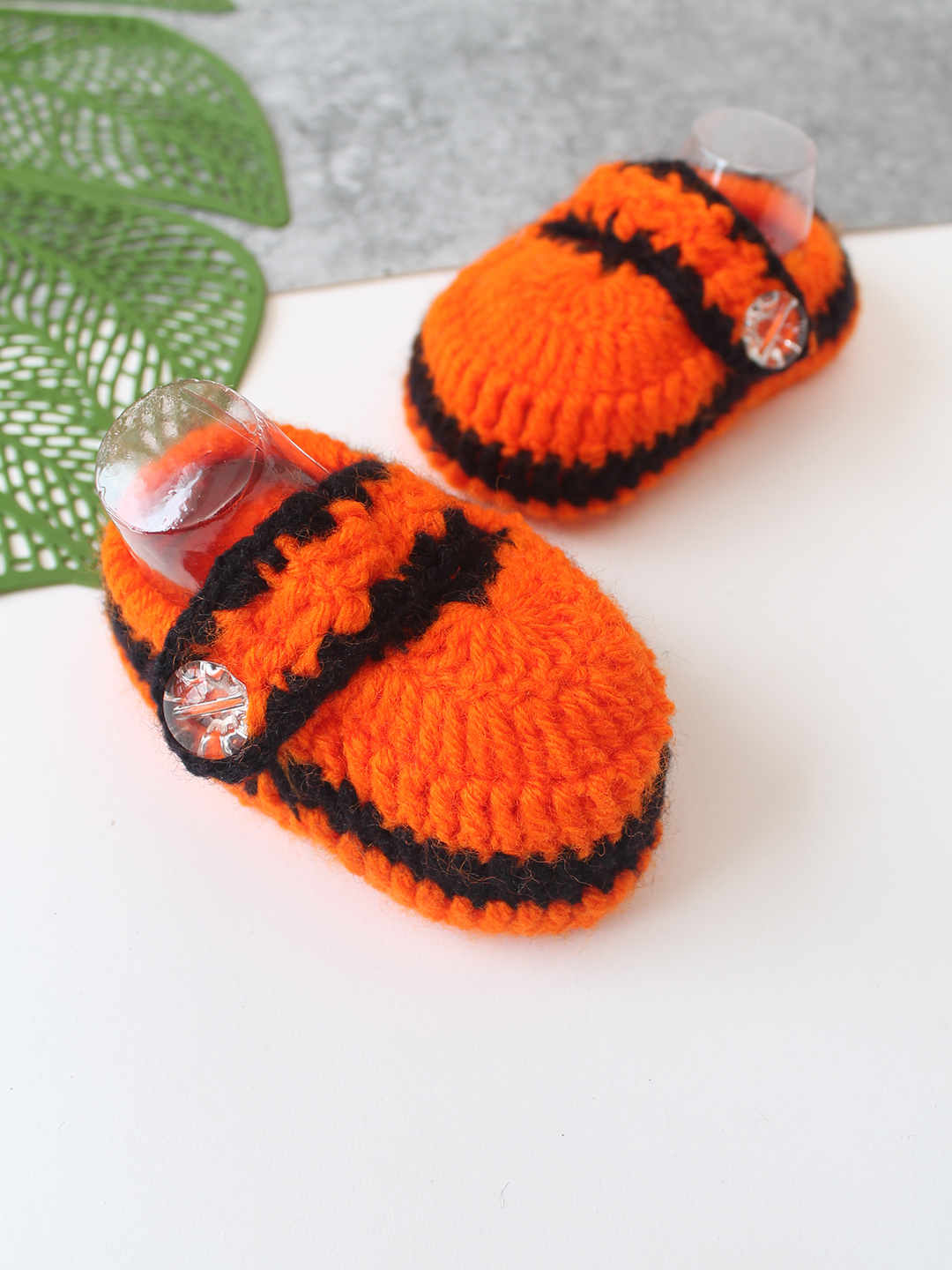 Woonie Handmade Self Design Booties - Orange