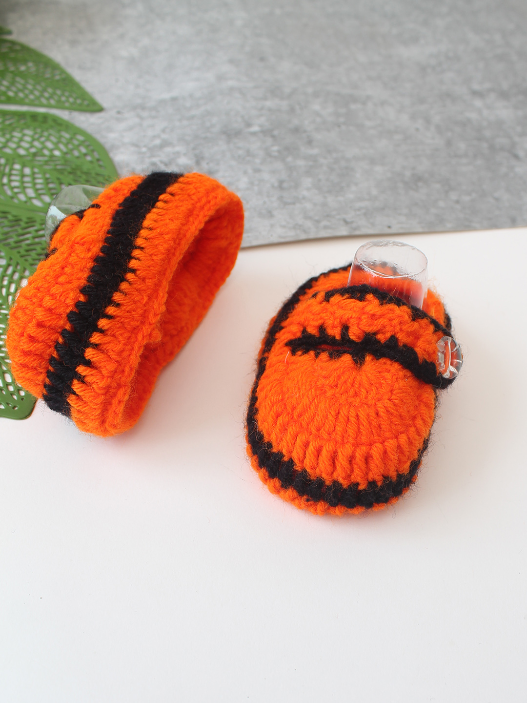 Woonie Handmade Self Design Booties - Orange