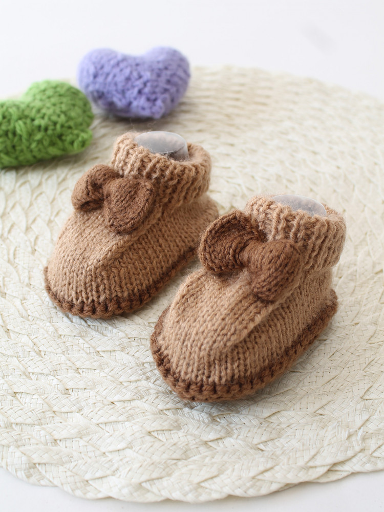 Image of Woonie Handmade Bow Detailed Booties - Brown