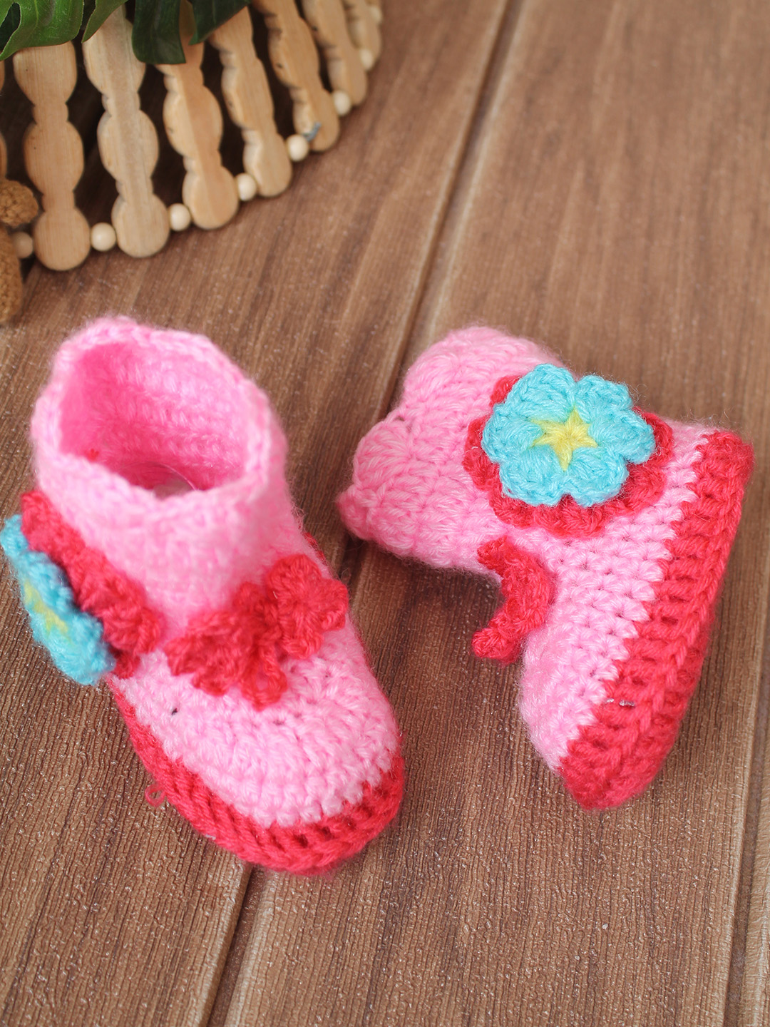 Woonie Handmade Applique Booties - Pink