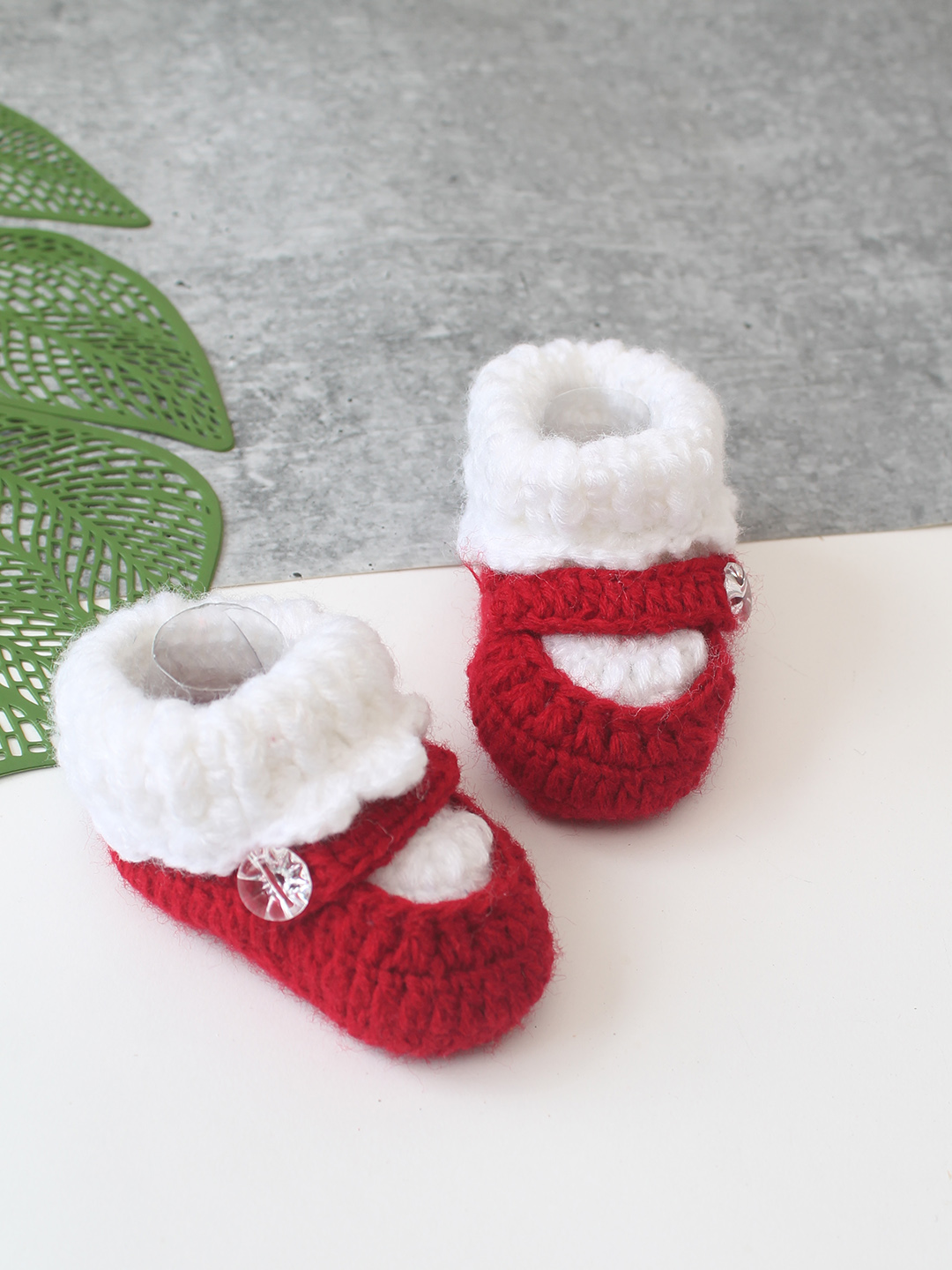 Woonie Self Design Booties - Red