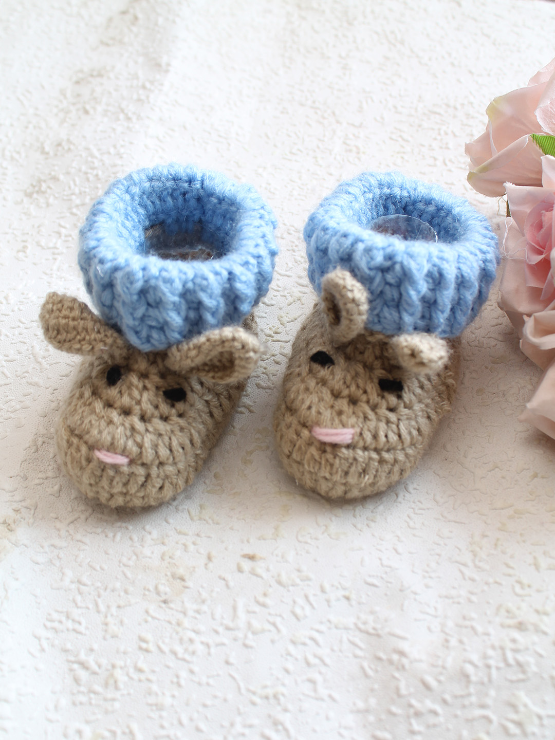 Woonie Rabbit Design Booties - Beige