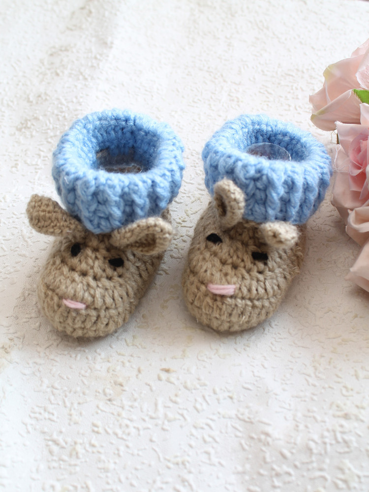 Image of Woonie Rabbit Design Booties - Beige