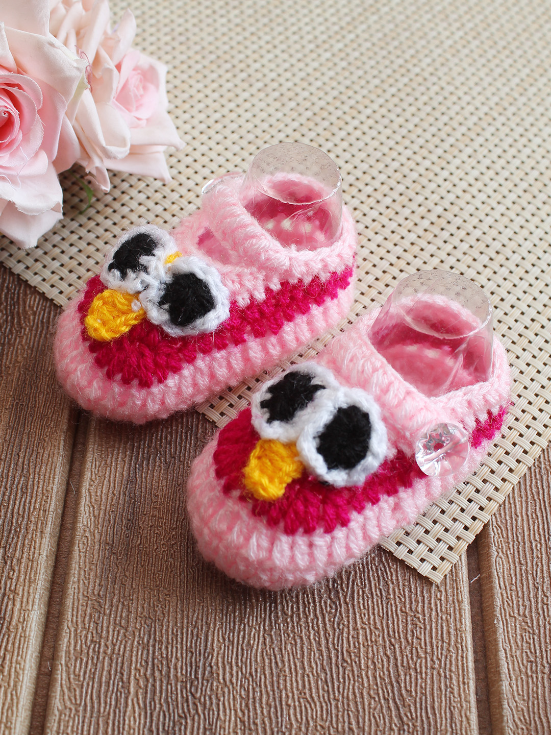 Woonie Owl Booties - Pink