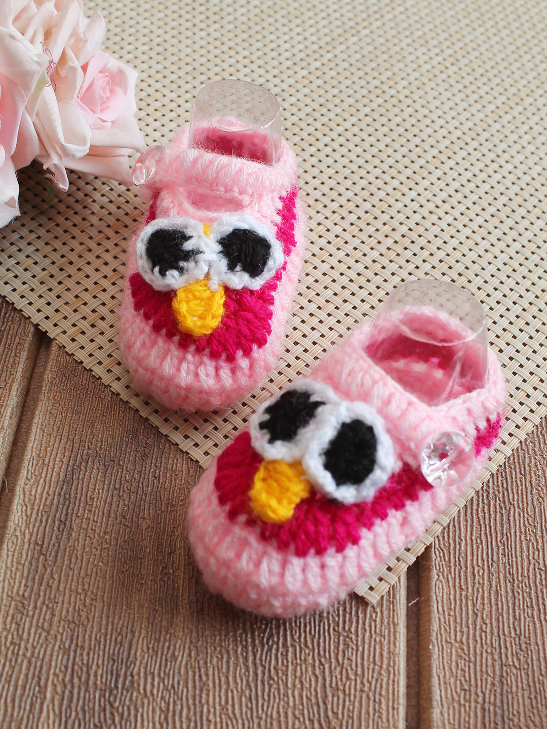 Woonie Owl Booties - Pink