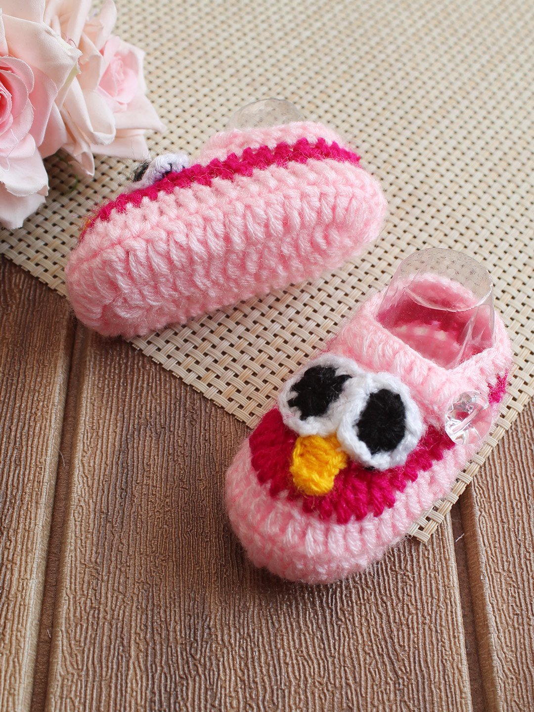 Woonie Owl Booties - Pink