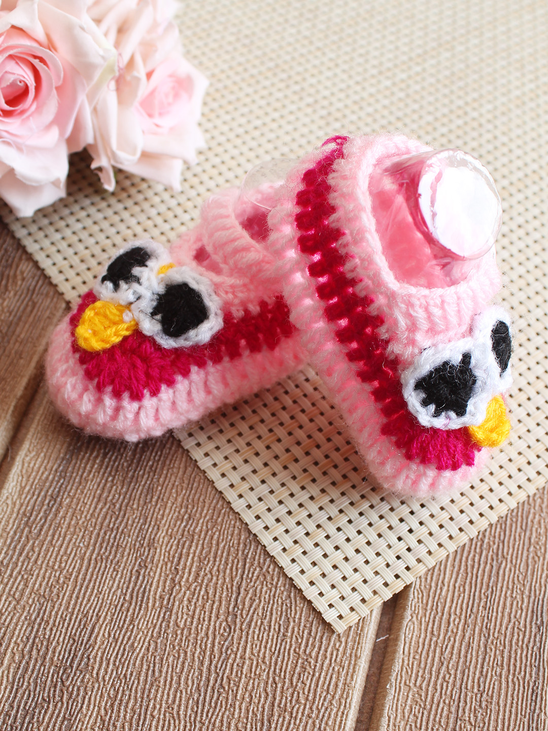 Woonie Owl Booties - Pink