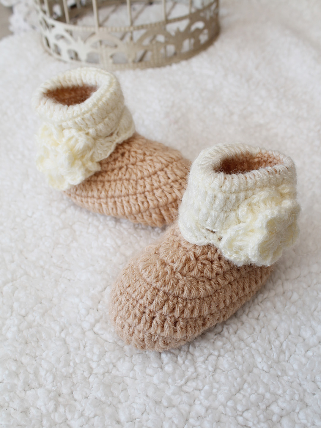 Woonie Floral Booties - Beige