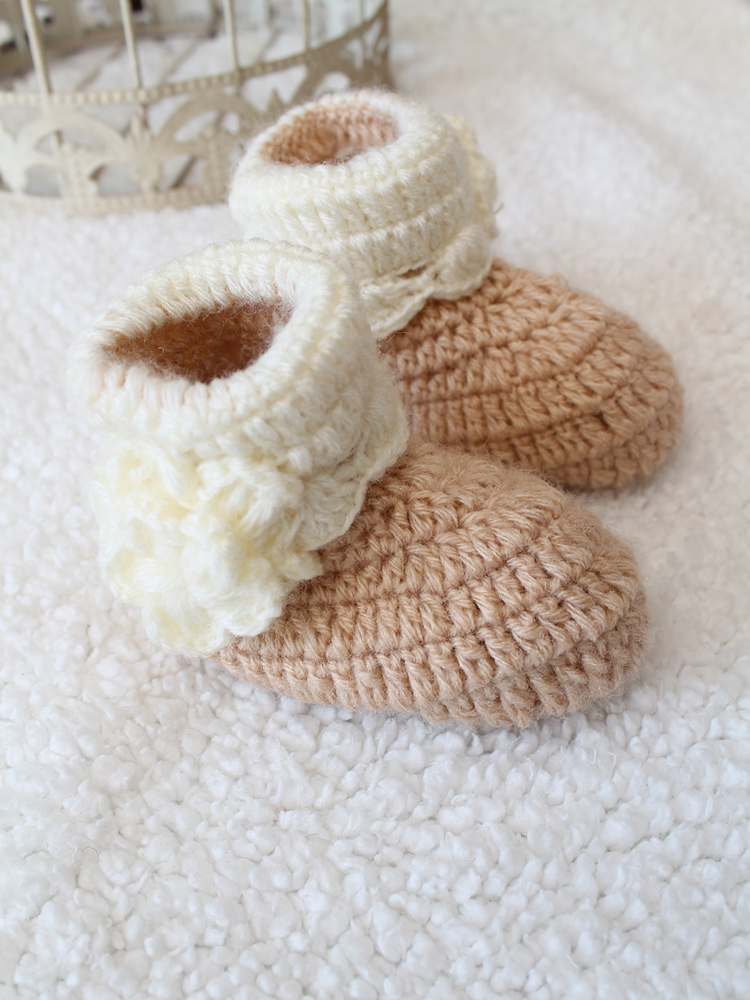 Woonie Floral Booties - Beige