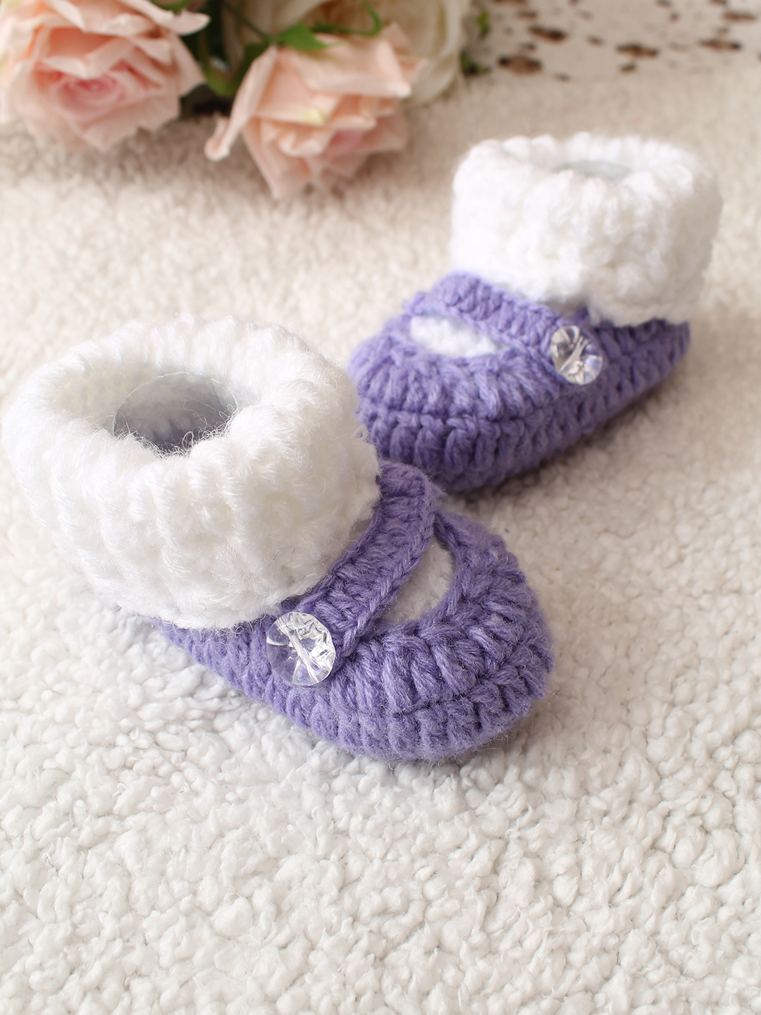 Woonie Textured Handmade Booties - Purple