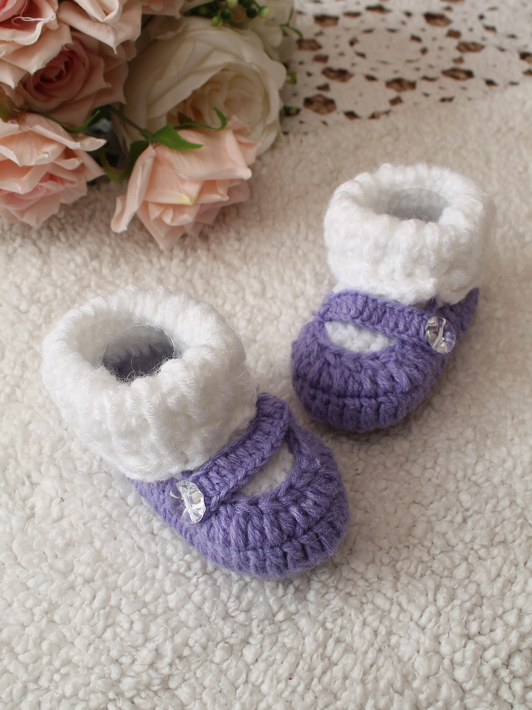 Woonie Textured Handmade Booties - Purple