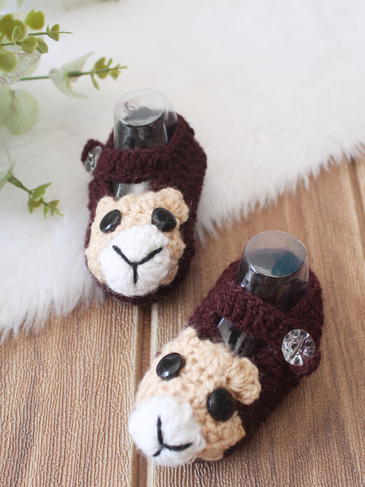 Image of Woonie Crochet Teddy Bear Designed Booties - Brown