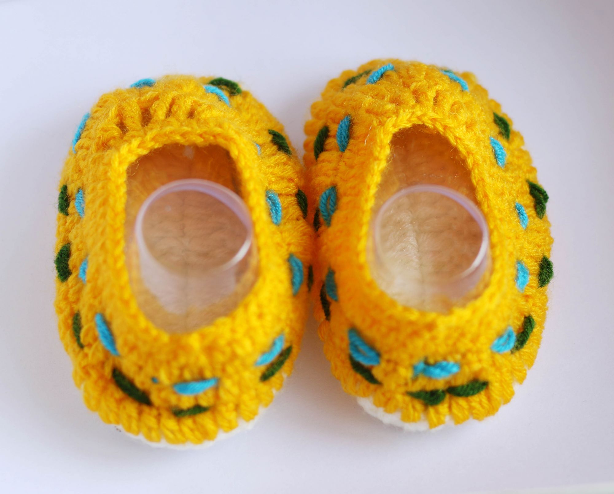 Woonie Yellow Handmade Woolen Booties